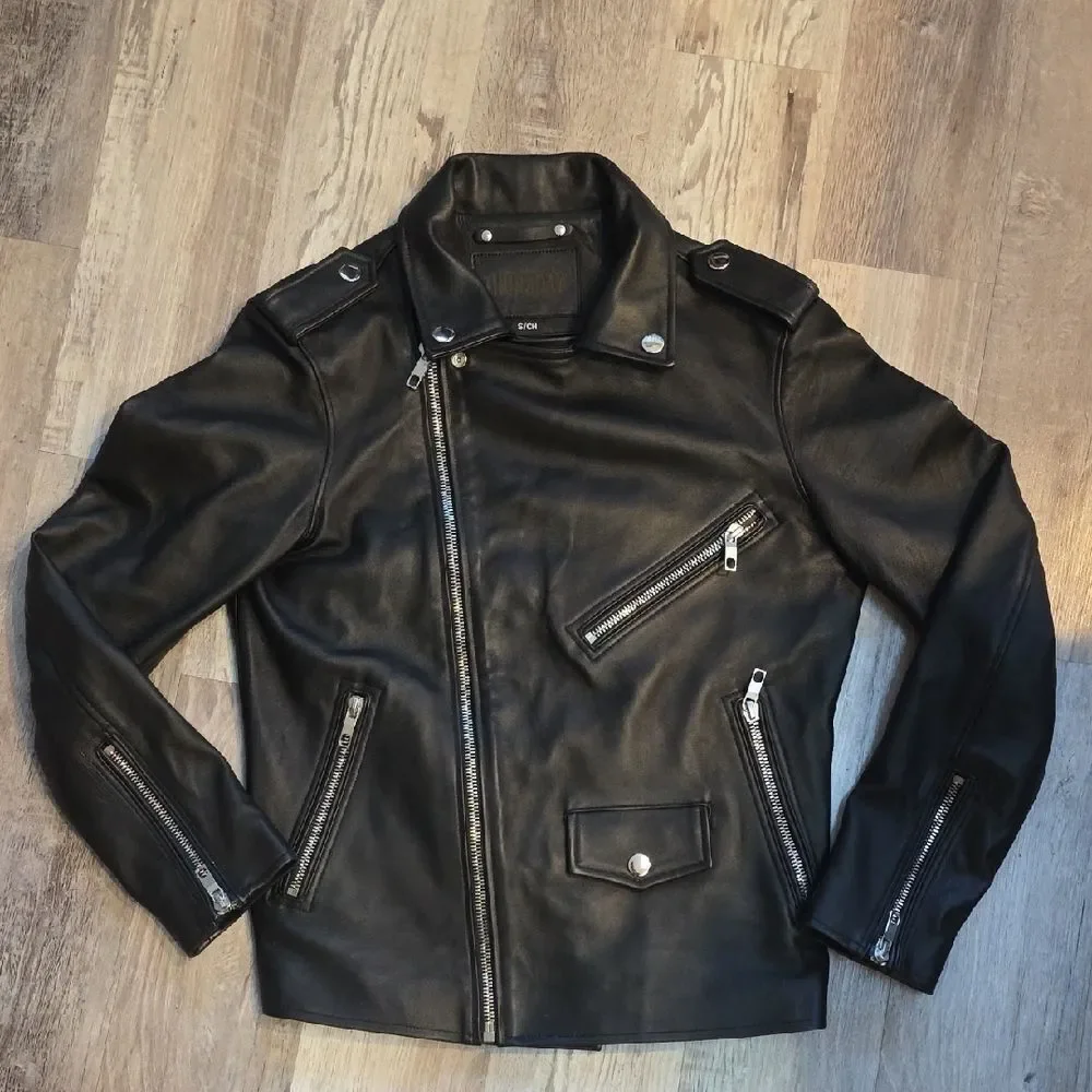 Thursday Company Boots Black Leather Biker Men's Jacket.